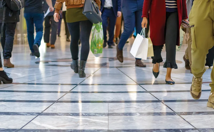 Shopping mall and people walking