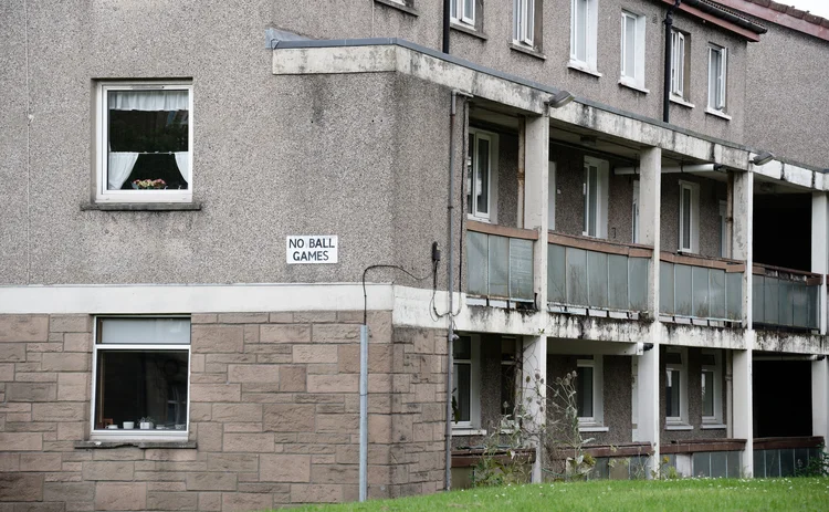 Council flats in poor housing estate with many social welfare issues in Glasgow