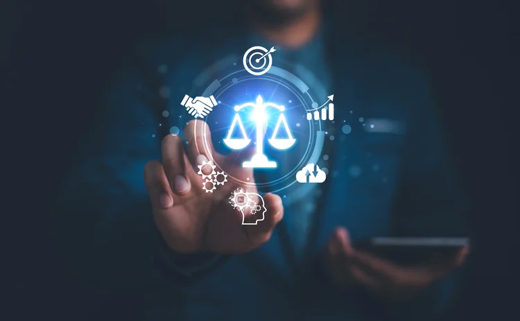 AI ethics or AI Law concept. Developing AI codes of ethics. Compliance, regulation, standard , business policy and responsibility for guarding against unintended bias in machine learning algorithms.