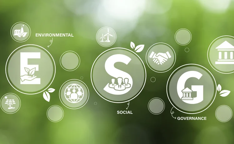 ESG icon concept for environmental, social, and governance in sustainable and ethical business on the Network connection on a green background.