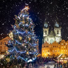 Christmas tree in Prague town square